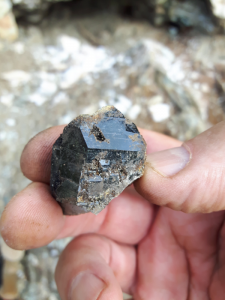 Bergkristal met chloriet uit Val Cavradi, Zwitserland